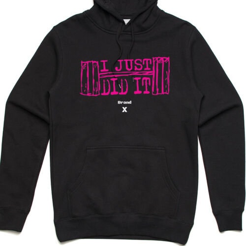 I just did it (pink) - Adult Black Hoodie Thumbnail
