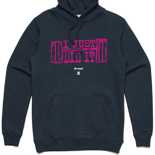 I just did it (pink) - Adult Navy Hoodie Thumbnail