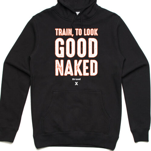 Train to look good naked - Adult Black Hoodie Thumbnail