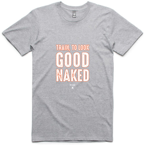 Train to look good naked - Adult Grey Marle Tee Thumbnail